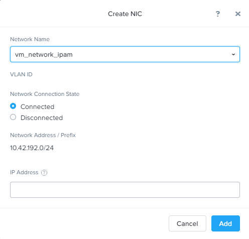 Prism Central - Create NIC