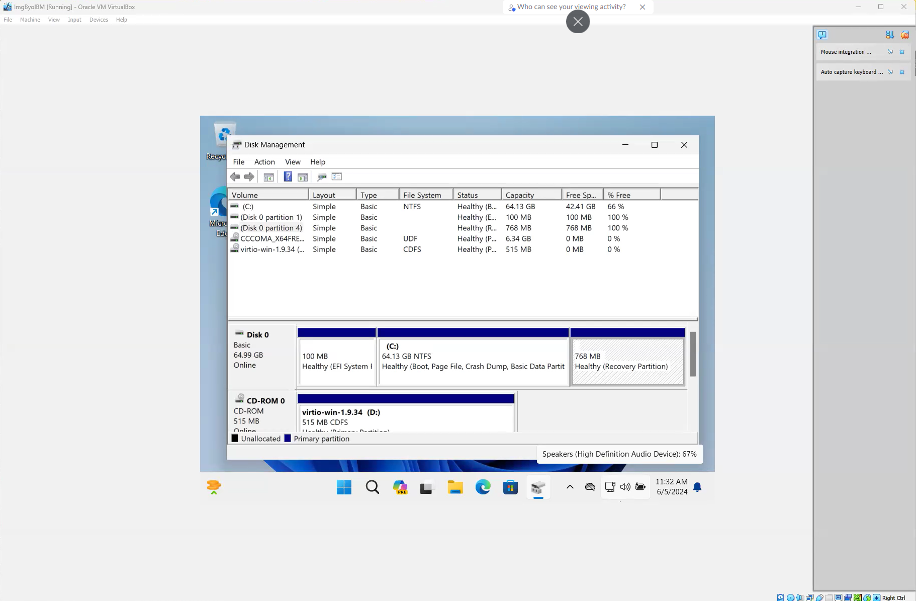 Disk Management - Recovery Partition