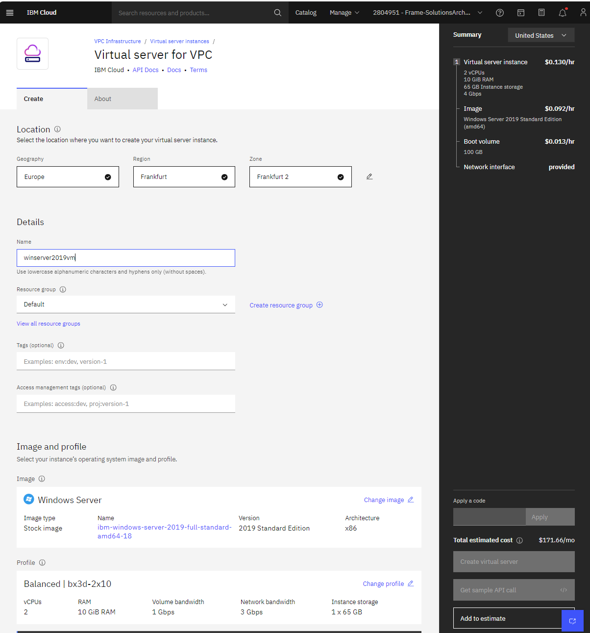 IBM Cloud - Create Virtual Server Instance