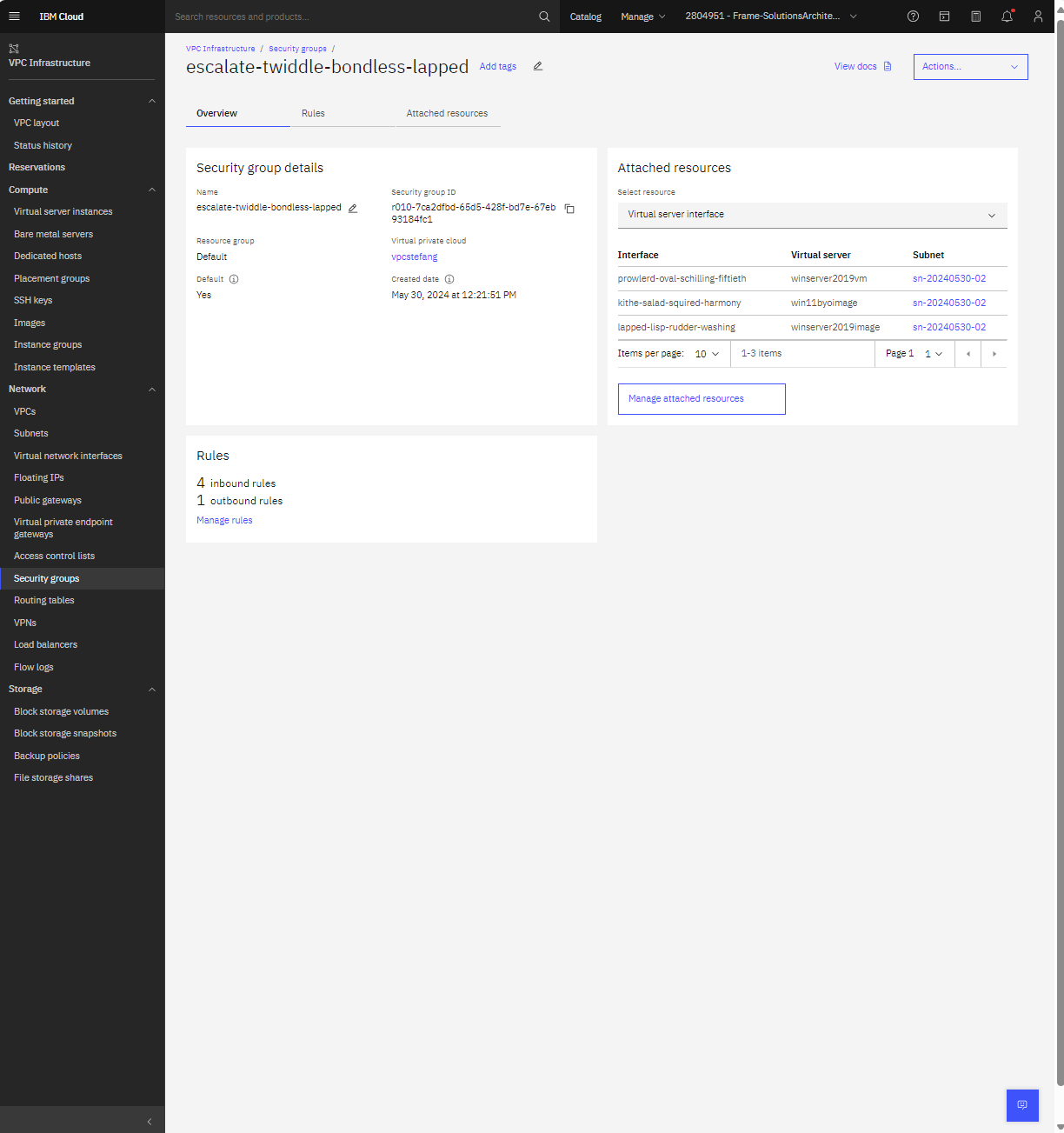 IBM Cloud - Configure Security Group