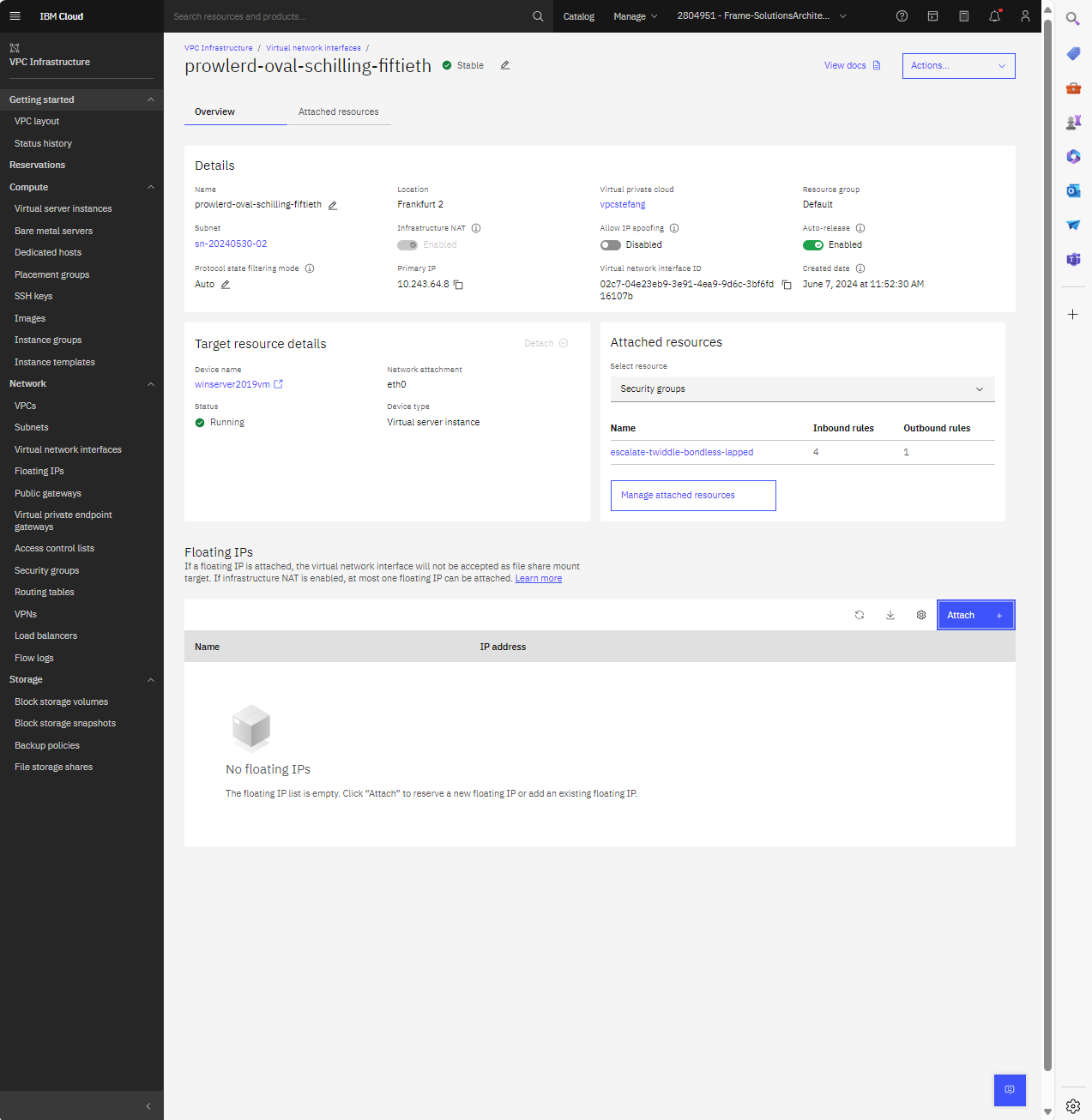 IBM Cloud - Add Floating IP Address