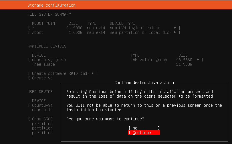 Ubuntu Installer - Confirm Disk Formatting