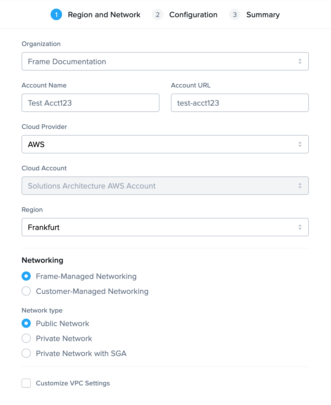 Public Networking Config Page