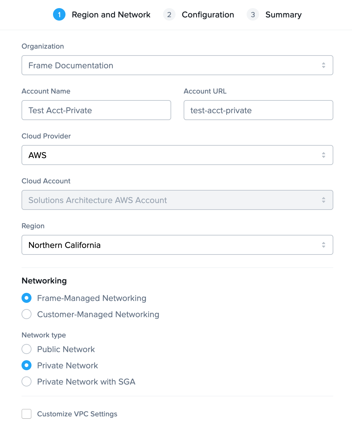 Public Private Networking Config Page