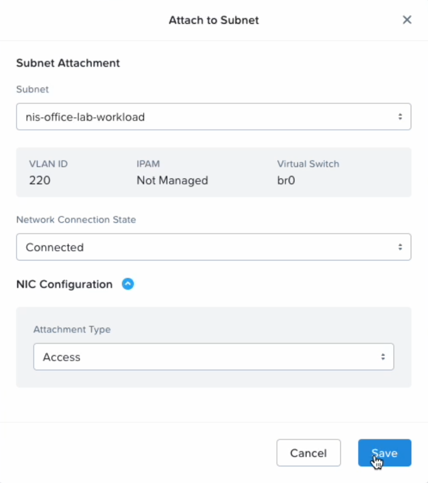 SGA VM Creation - Attach Subnet