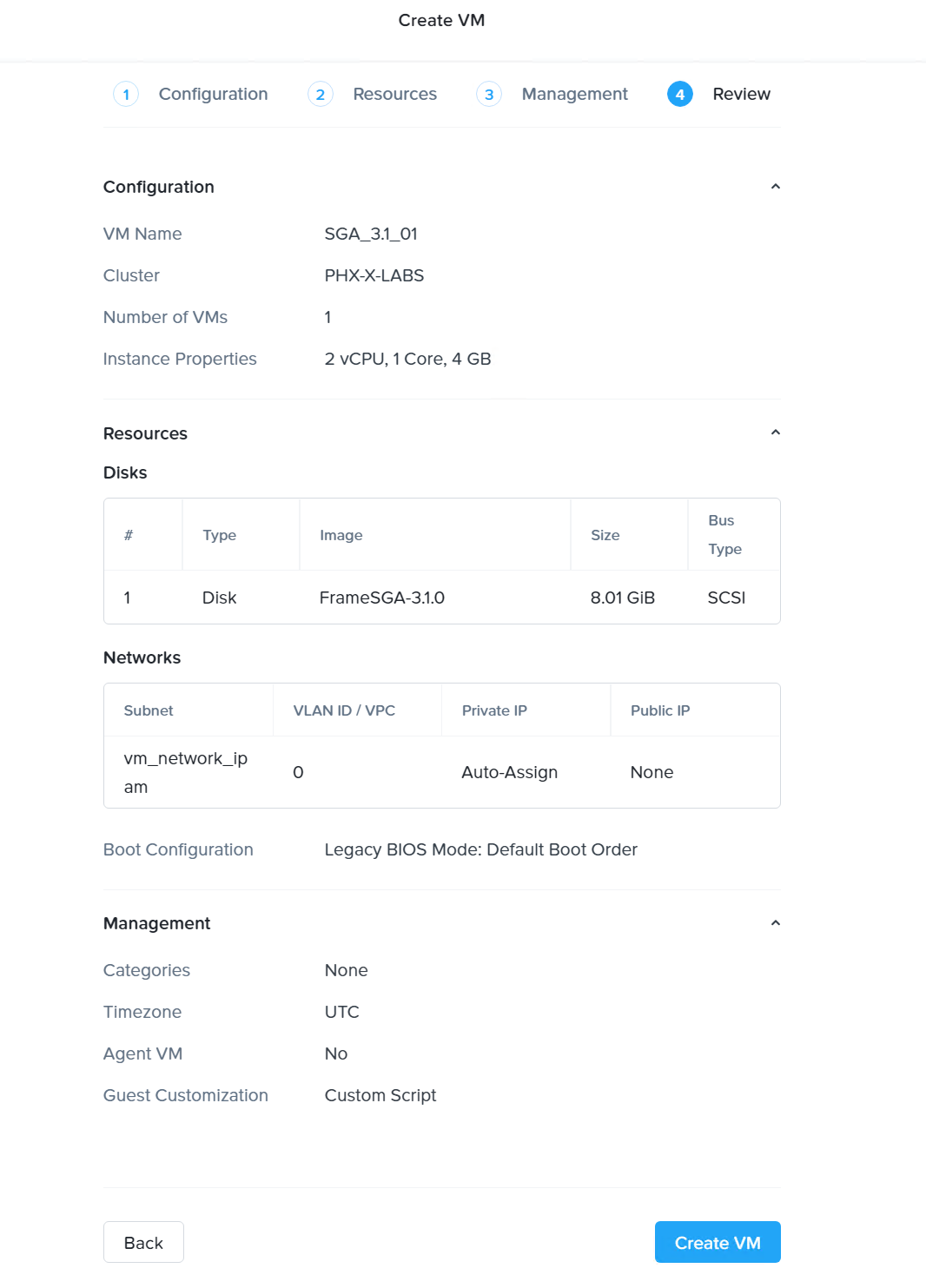 SGA VM Creation - Create VM