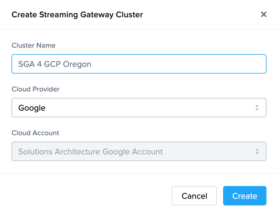 Create Streaming Gateway - Manual Deployment