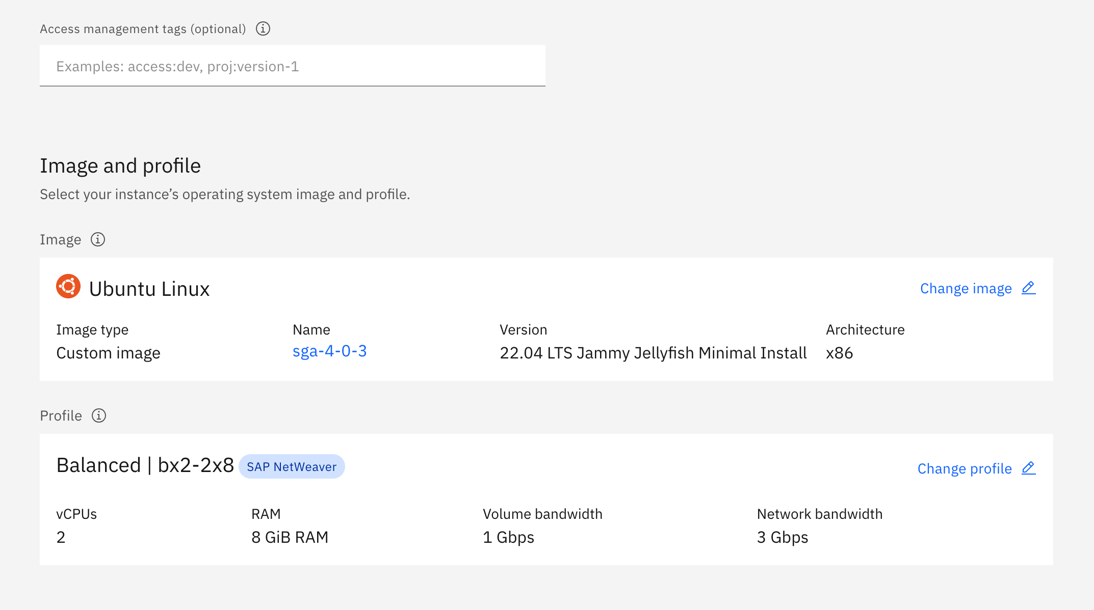 IBM Cloud - Create SGA VM - Custom Image and Profile