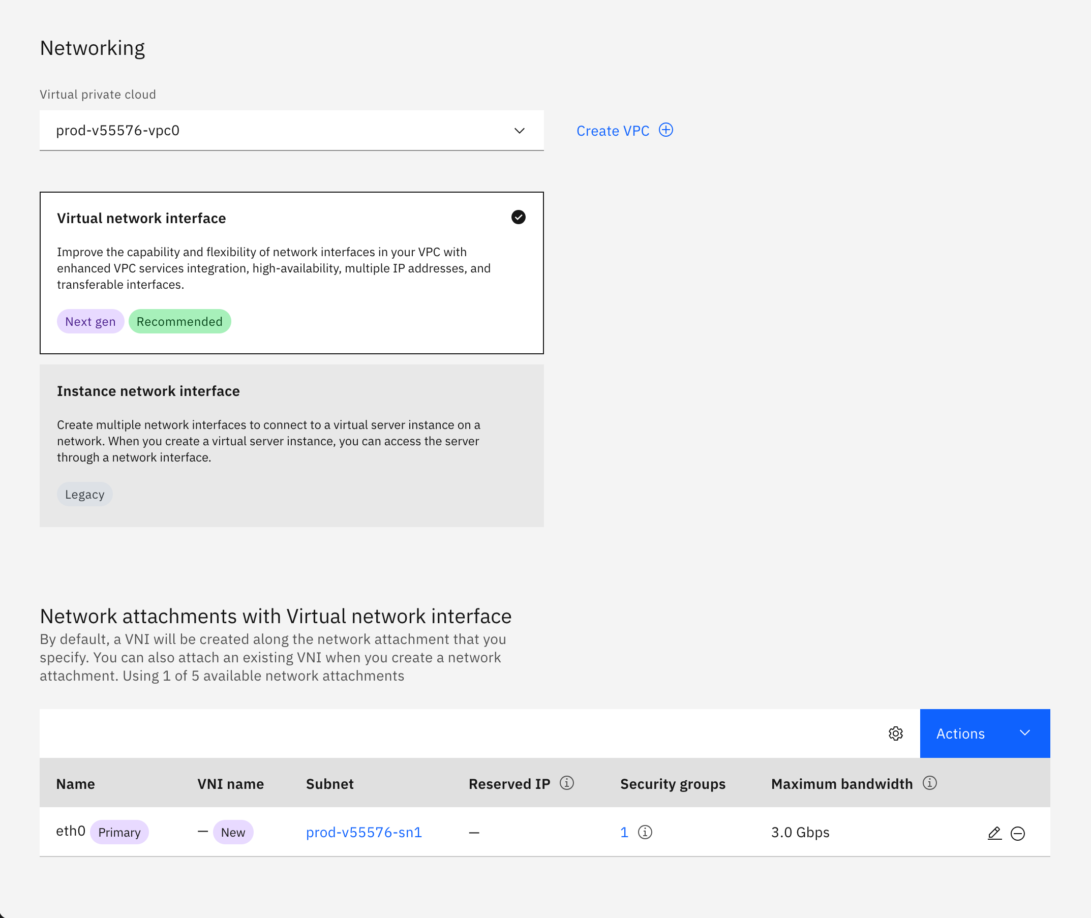 IBM Cloud - Create SGA VM - Network