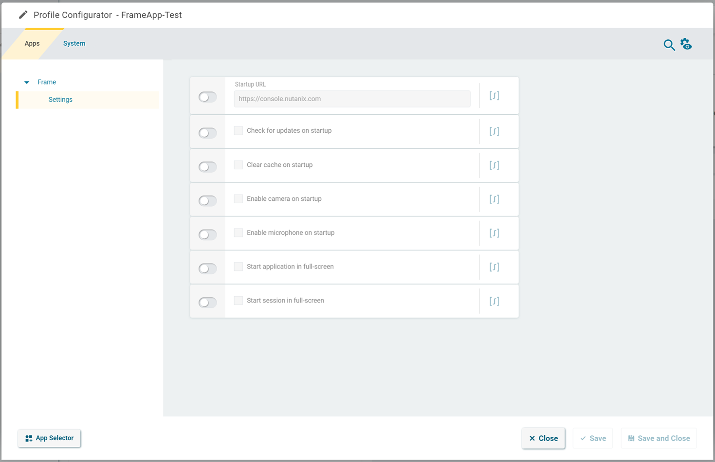 Configure the Frame App Profile